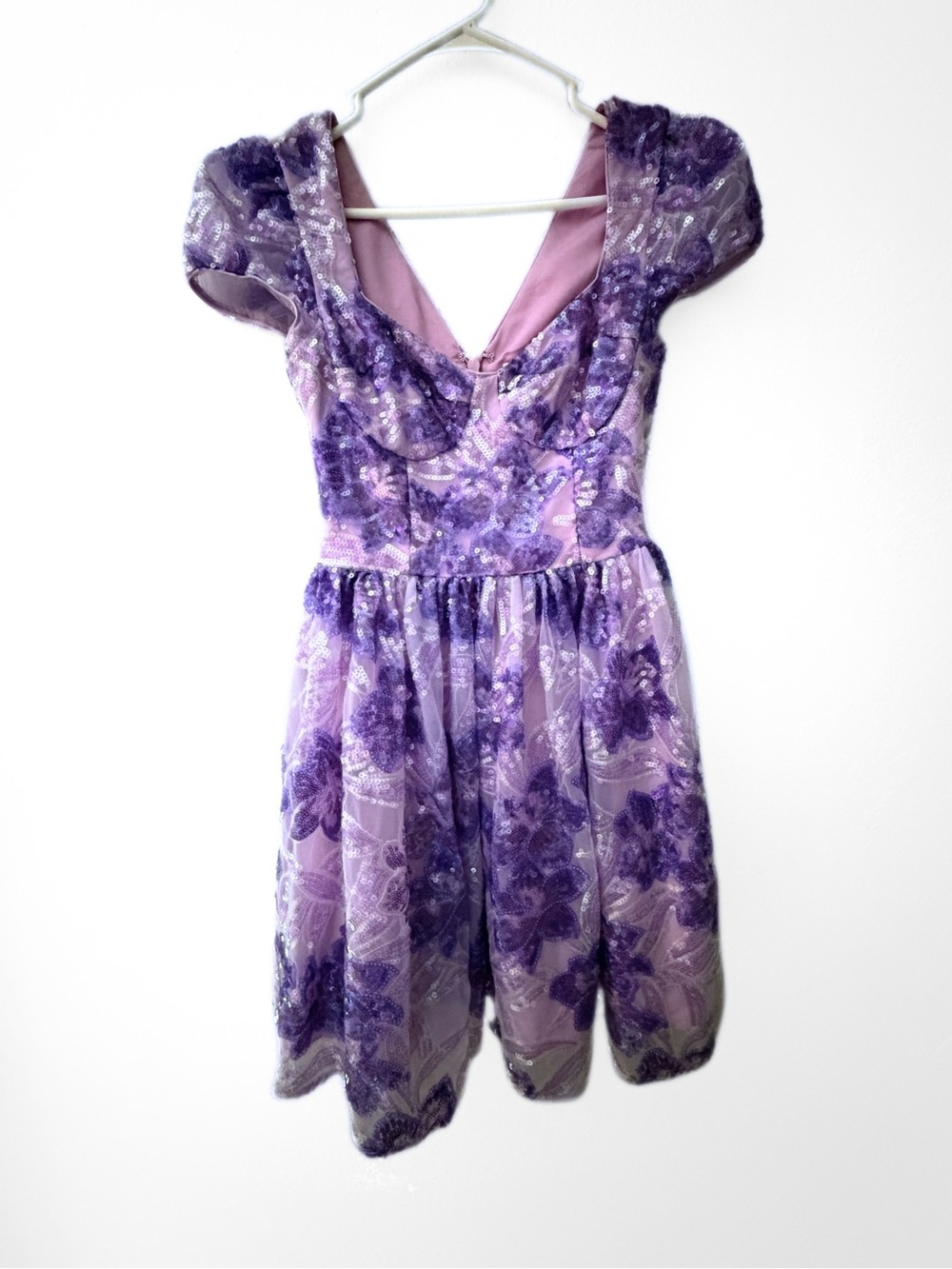 Dress the Population Lavender and Purple Floral Sequin Dress XS